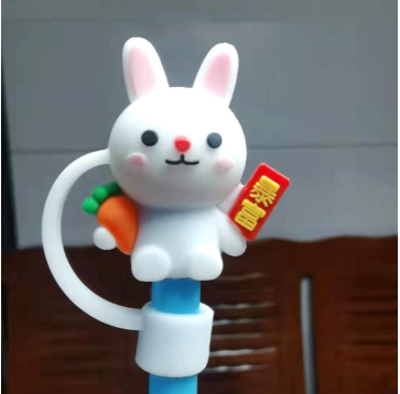 New silicone cartoon hooded straw