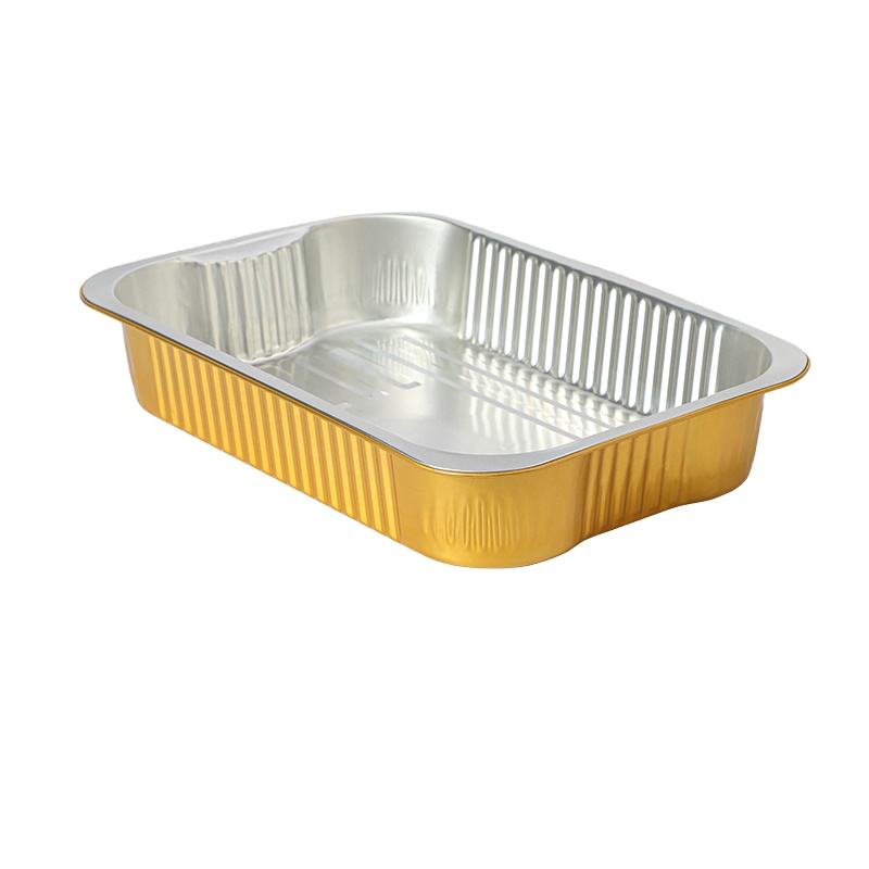 Gold Aluminum Foil Lunch Box Tinfoil Box Disposable Takeaway Packing Bento Box Baked Rice Crayfish BBQ Baking Square Aluminum Foil Bowl 2