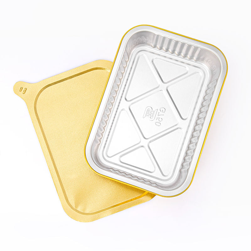 Gold Aluminum Foil Lunch Box Tinfoil Box Disposable Takeaway Packing Bento Box Baked Rice Crayfish BBQ Baking Square Aluminum Foil Bowl 2