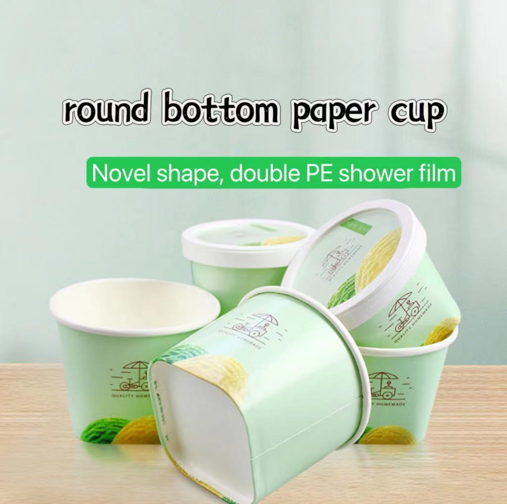 Top Round Bottom Disposable Ice Cream Yogurt Mousse Pudding Paper Cup