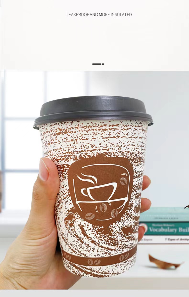 Thickened Disposable Paper Coffee Cup with Lid