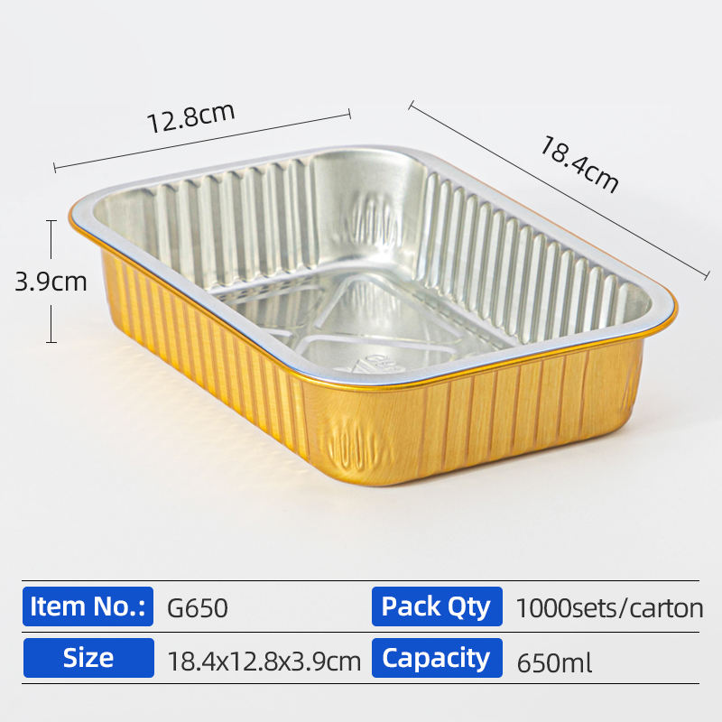 Gold Aluminum Foil Lunch Box Tinfoil Box Disposable Takeaway Packing Bento Box Baked Rice Crayfish BBQ Baking Square Aluminum Foil Bowl