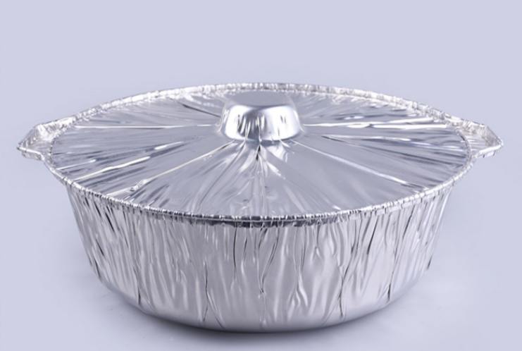 Disposable hot pot packing box takeout aluminum foil meal box Aluminum foil pot heating tin foil pot round tin box with lid 