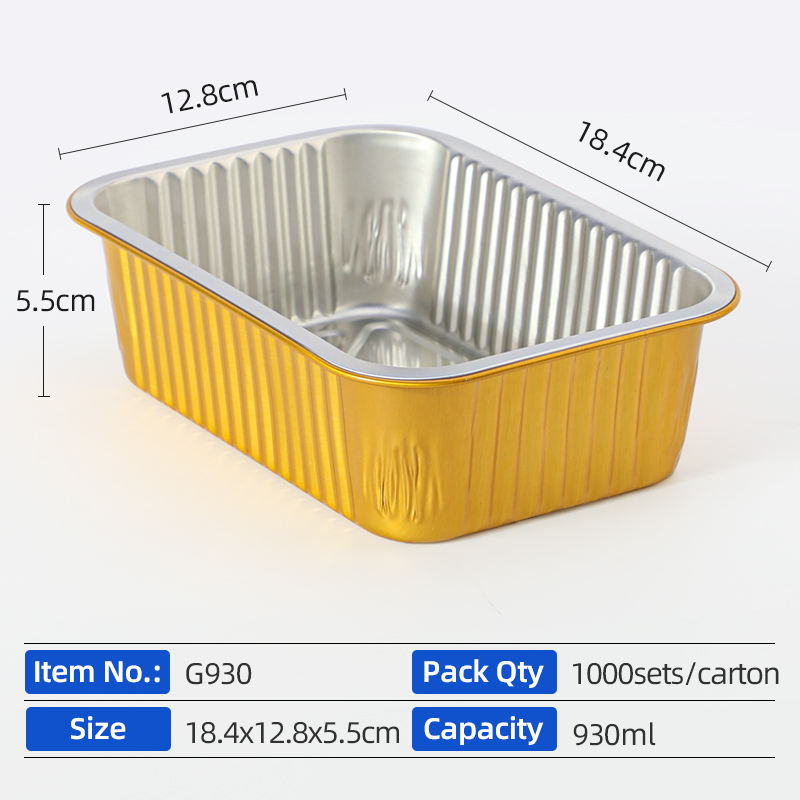 Gold Aluminum Foil Lunch Box Tinfoil Box Disposable Takeaway Packing Bento Box Baked Rice Crayfish BBQ Baking Square Aluminum Foil Bowl 2